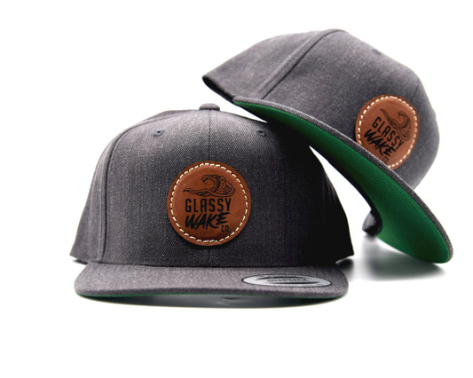 Heather Gray Circle Leather Patch SnapBack